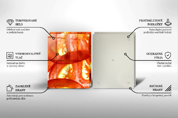 Tapa encimera Una rodaja de tomate rojo