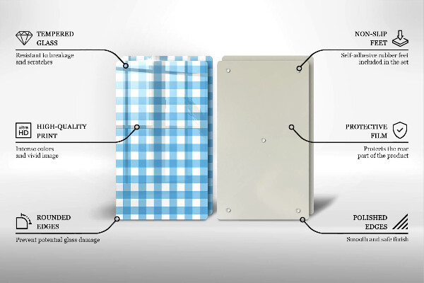 Tapa encimera Patrón de cuadros azules y blancos