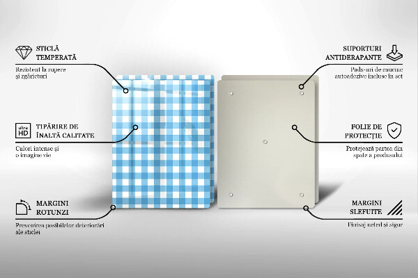 Tapa encimera Patrón de cuadros azules y blancos