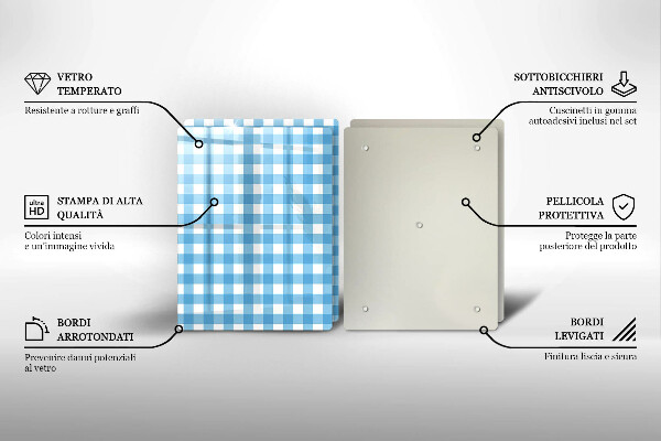 Tapa encimera Patrón de cuadros azules y blancos