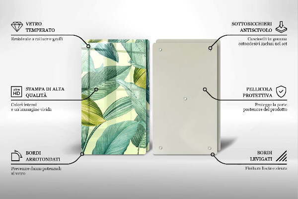 Tapa encimera Hojas tropicales verdes