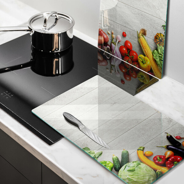 Protector pared cocina Verduras en tablas