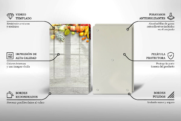 Protector pared cocina Frutas en tablas