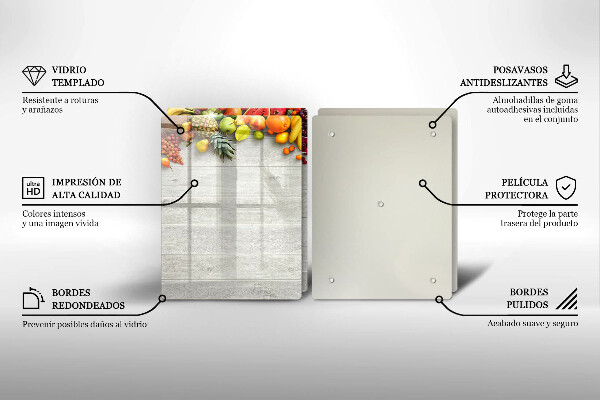 Protector pared cocina Frutas en tablas