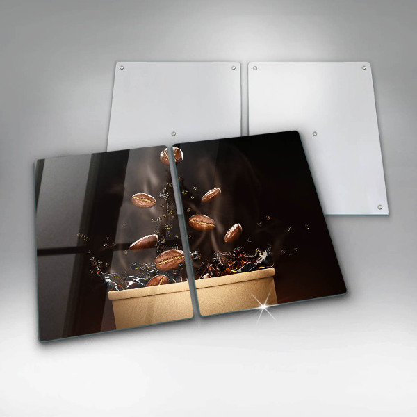 Protector pared cocina Granos de café calientes