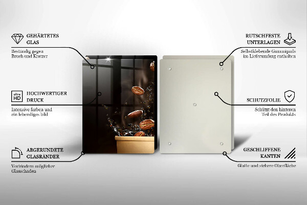 Protector pared cocina Granos de café calientes