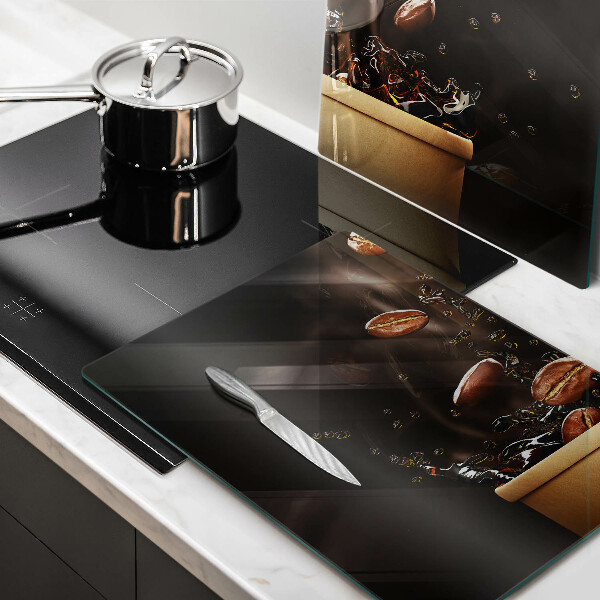Protector pared cocina Granos de café calientes