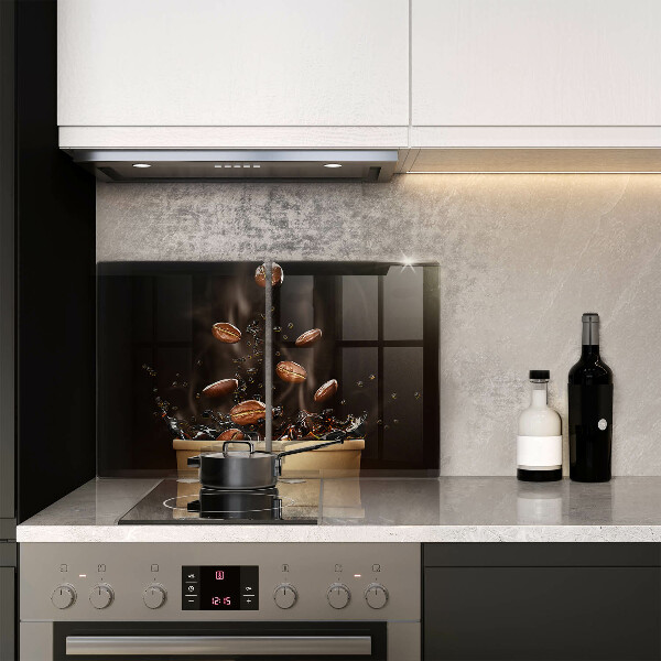 Protector pared cocina Granos de café calientes