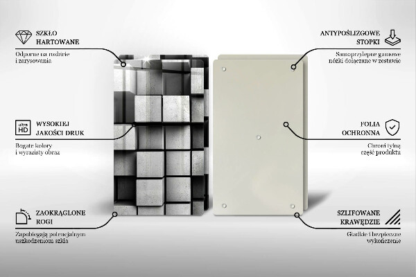 Protector pared cocina Cuadrados abstractos 3d