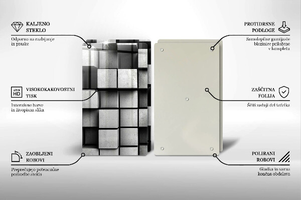 Protector pared cocina Cuadrados abstractos 3d