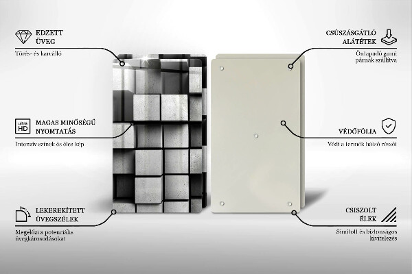 Protector pared cocina Cuadrados abstractos 3d