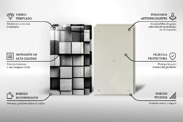 Protector pared cocina Cuadrados abstractos 3d