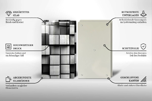 Protector pared cocina Cuadrados abstractos 3d