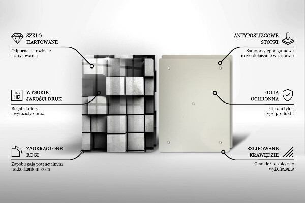 Protector pared cocina Cuadrados abstractos 3d