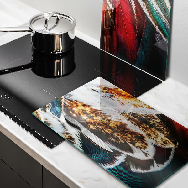 Protector pared cocina Plumas de pájaro boho