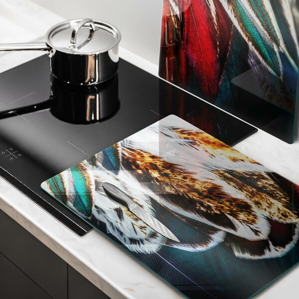 Protector pared cocina Plumas de pájaro boho