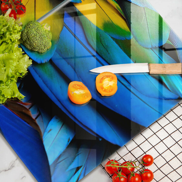 Protector pared cocina Plumas de loro de colores