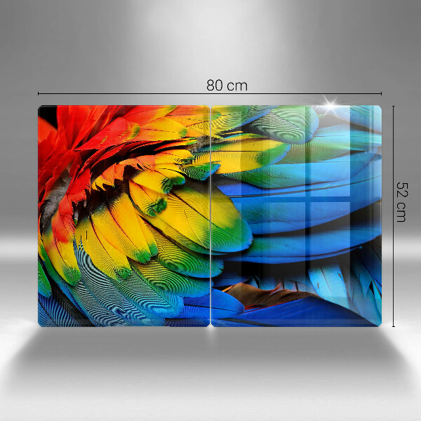 Protector pared cocina Plumas de loro de colores