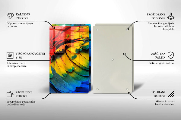 Protector pared cocina Plumas de loro de colores