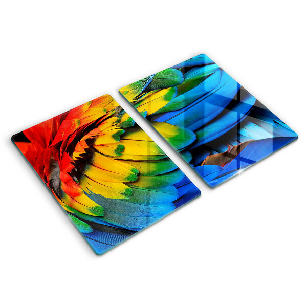 Protector pared cocina Plumas de loro de colores