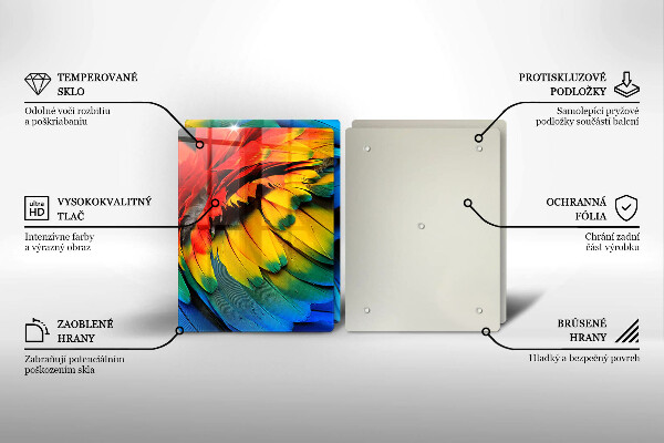 Protector pared cocina Plumas de loro de colores