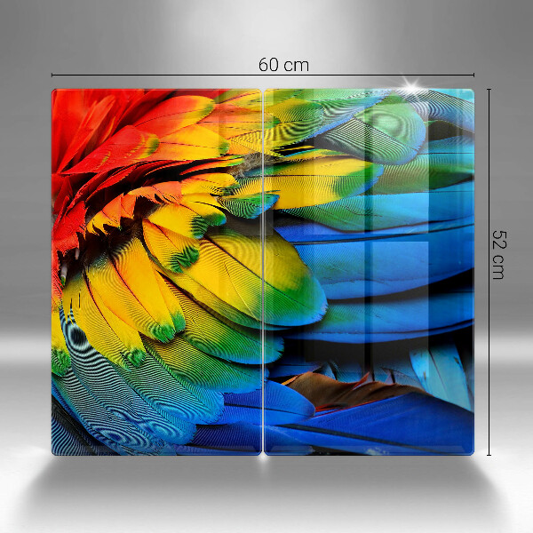 Protector pared cocina Plumas de loro de colores