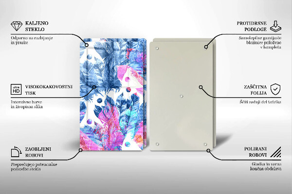 Protector pared cocina Ilustración boho de plumas