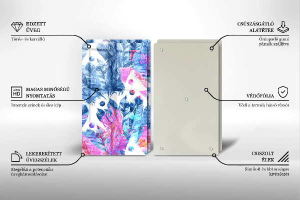 Protector pared cocina Ilustración boho de plumas