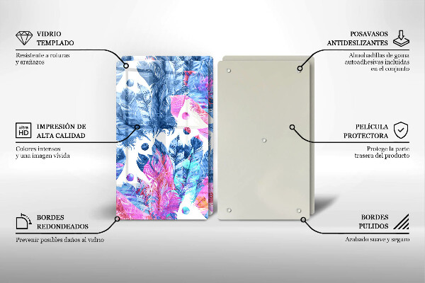 Protector pared cocina Ilustración boho de plumas