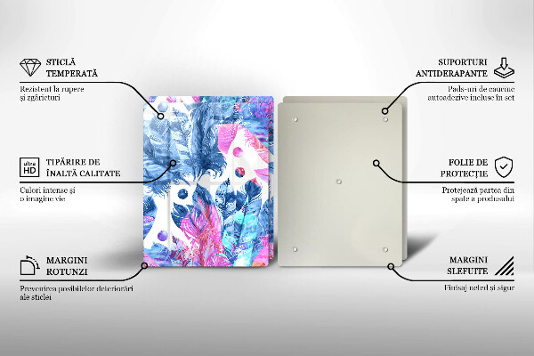 Protector pared cocina Ilustración boho de plumas