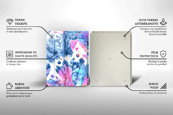 Protector pared cocina Ilustración boho de plumas