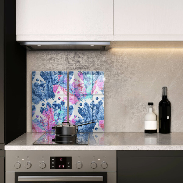 Protector pared cocina Ilustración boho de plumas