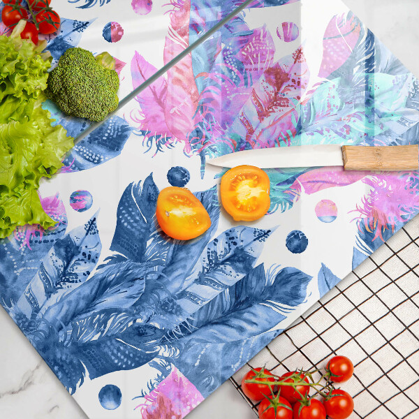 Protector pared cocina Ilustración boho de plumas