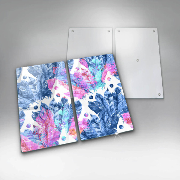 Protector pared cocina Ilustración boho de plumas