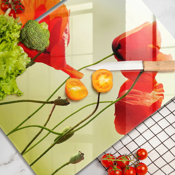 Protector pared cocina Flores de amapolas rojas