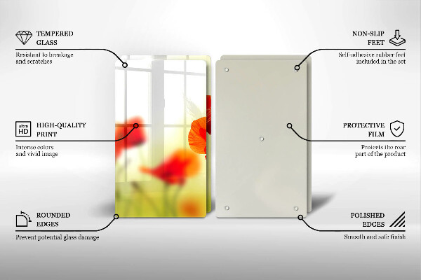 Protector pared cocina Flores de amapolas rojas