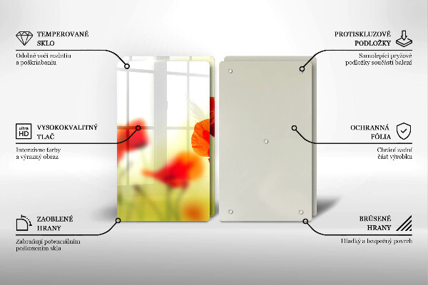 Protector pared cocina Flores de amapolas rojas