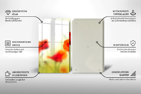 Protector pared cocina Flores de amapolas rojas