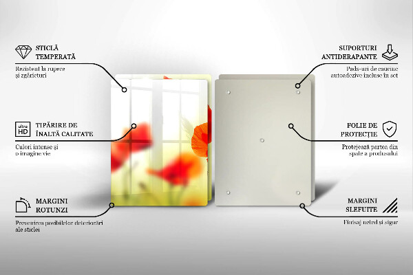 Protector pared cocina Flores de amapolas rojas