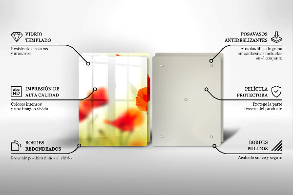 Protector pared cocina Flores de amapolas rojas