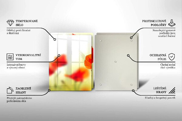 Protector pared cocina Flores de amapolas rojas