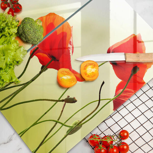 Protector pared cocina Flores de amapolas rojas