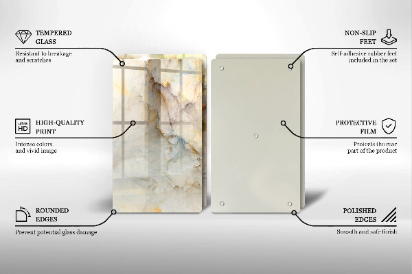 Protector pared cocina Textura de mármol con oro.