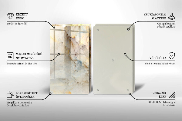 Protector pared cocina Textura de mármol con oro.