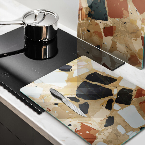 Protector pared cocina Plato de piedras decorativas