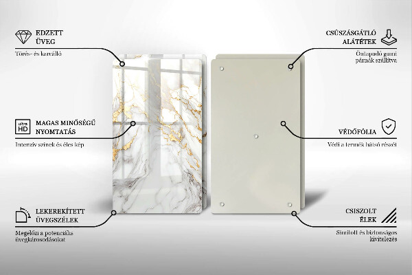 Protector pared cocina Mármol claro con oro.