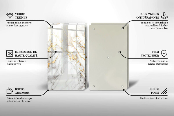 Protector pared cocina Mármol claro con oro.