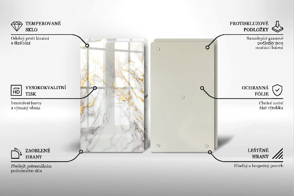 Protector pared cocina Mármol claro con oro.