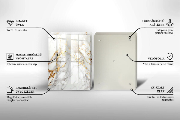 Protector pared cocina Mármol claro con oro.