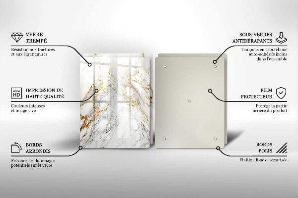 Protector pared cocina Mármol claro con oro.